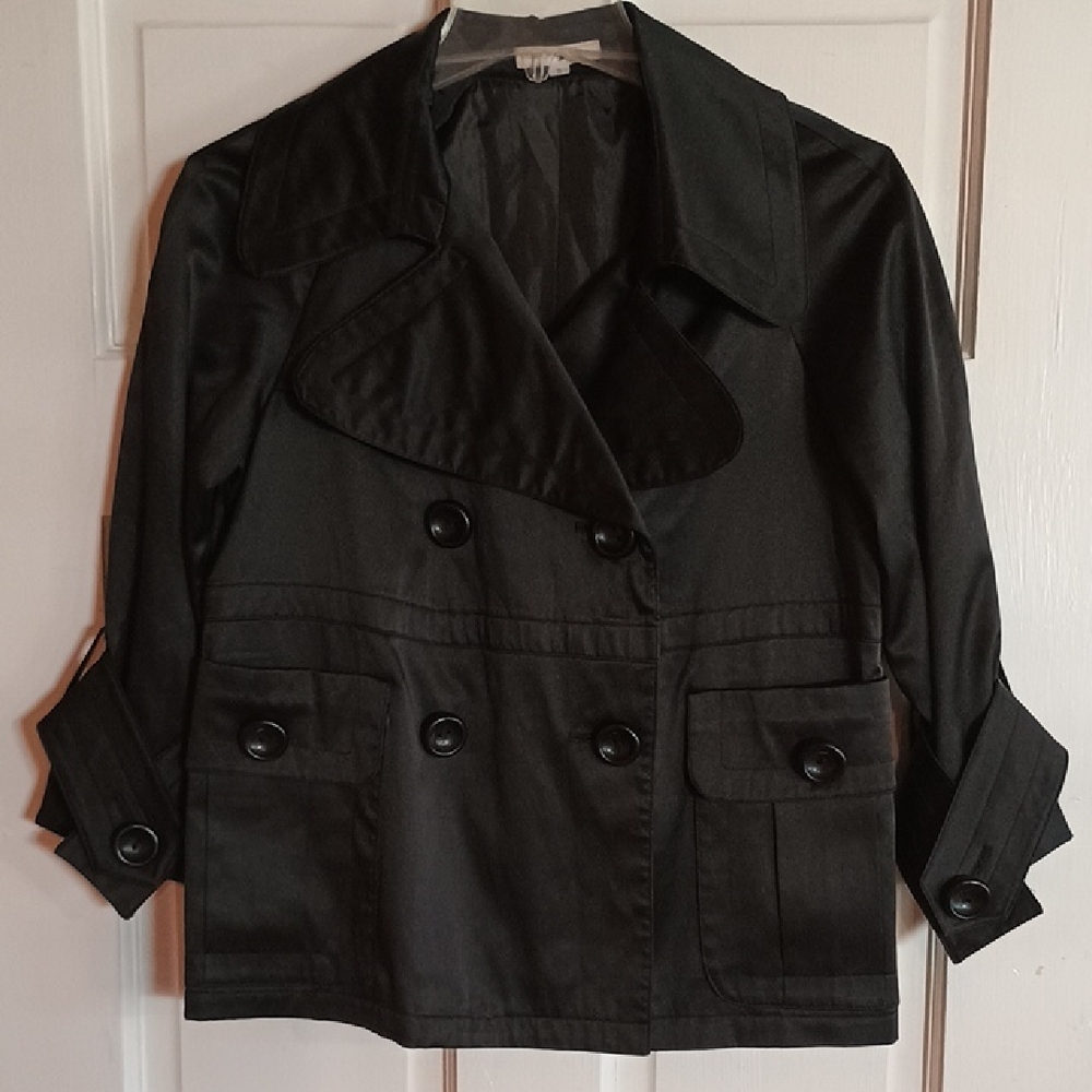 EUC Elegant Black Double-Breasted Pea Coat